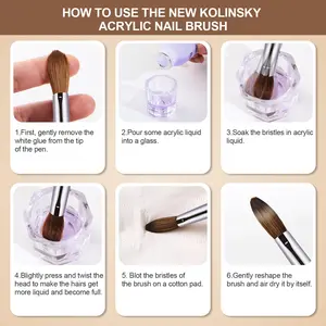 Poils Kolinsky de haute qualité pour une application précise et lisse Stylo pinceau de peinture pour vernis à ongles pour salon de bricolage professionnel à domicile