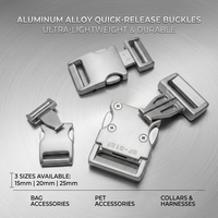 Boucle à dégagement rapide en alliage d'aluminium léger, logo personnalisé, boucle à dégagement latéral en métal pour accessoires pour animaux de compagnie et bagages