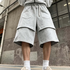 Shorts en molleton français personnalisés pour hommes, vente en gros, décontractés, avec cordon de serrage, poches, tricotés, 100% coton, style streetwear pour hommes - Product Image 5
