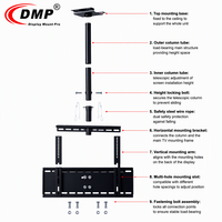 Support de plafond pour deux téléviseurs CPLB102D 44, inclinaison 0-15 degrés, plaque de plafond anti-flexion, système de double verrouillage