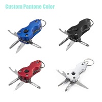 Couteau pliant en acier inoxydable, outil multi-poches, porte-clés couteau à outils multiples avec lumière LED 1 pièce, cadeau de Promotion