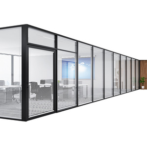 Modern Commercieel Interieur Aluminium Modulair Transparant Gehard Glas Kantoormeubilair Geluiddichte Scheidingswanden - Product Image 1