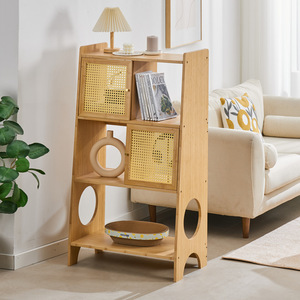 Estantería de Ratán Estilo Japonés Zhumei Residence, Mueble de Almacenamiento Multicapa con Puertas, Vitrina para Sala de Estar - Product Image 2