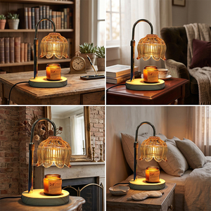 Lampada Scaldacera Elettrica Vintage a Forma di Campana in <span class=keywords><strong>Legno</strong></span>, Scalda Candele e <span class=keywords><strong>Cera</strong></span>, Luminosità Regolabile, Lampada per Aromaterapia per Interni - Product Image 5