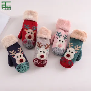 ALLCH Plush Thickened Cute Cartoon Christmas Deer Neck Hanging Warm Gloves & Mittens Winter Gloves