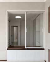 Fenêtre coulissante moderne en aluminium blanc, grande fenêtre à cadre fin en verre trempé, fenêtre de séparation pour cuisine et balcon, design personnalisé