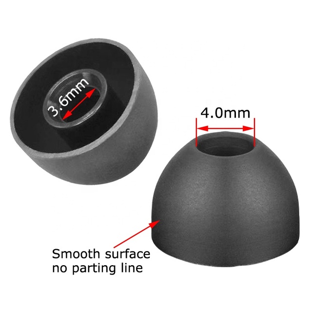 4.0mm/3.6mm Ear Tips for Earbuds with 4mm to 6mm Nozzle Eartip No Parting Line Replacement Silicone Cover Ear Tips