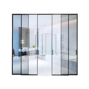 Porte d'isolation thermique en aluminium de haute qualité, 3 pièces, porte coulissante de patio, français, pour salon et de construction commerciale