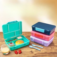 Boîte à lunch PP 1,3 L sans BPA, anti-fuite, ensemble de boîtes à lunch bento pour enfants avec pot à nourriture, cuillère et fourchette