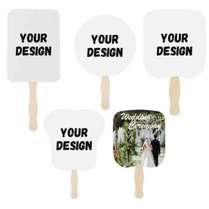 Abanicos de Papel con Mango de Madera Personalizados para Promociones de Empresa, con Logotipo Impreso a Todo Color por Ambos Lados, Abanicos Sublimables en Blanco - Product Image 2
