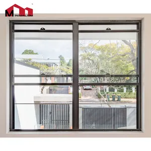 Vertical Sliding With Insect Screen Black Aluminum Top Hung Window Double Hung Window Balance Aluminum Hung Window