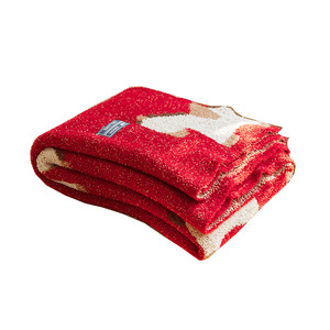 Manta roja de Año Nuevo, rectangular, 130x160cm, con diseño de personajes, de poliéster, regalo para invierno, funda gruesa para sofá. - Product Image 3