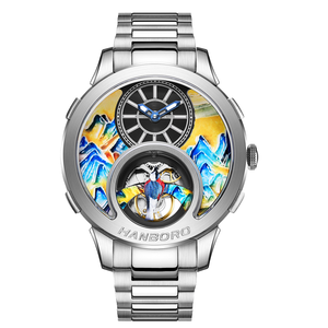 <span class=keywords><strong>Reloj</strong></span> Mecánico Automático para <span class=keywords><strong>Hombre</strong></span>, Serie Magpie, Estilo Único, con Puntero Hueco, Esmalte, Micropintura, Cristal, Diamante, Acero Inoxidable Cepillado - Product Image 4