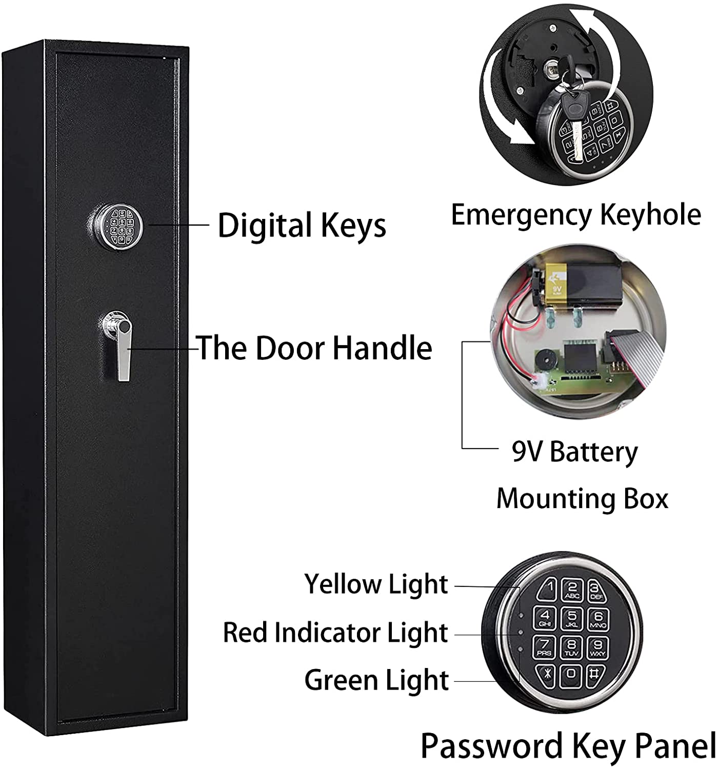 Kaer Wholesale Electronic Keypad 4 Position Pistol Gun Safe Cabinet Steel Fireproof Large Rifle Gun Safe