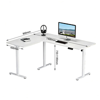 Table de bureau électrique en forme de L à hauteur réglable automatiquement (730-1180 mm) avec structure en acier économique pour poste de travail à domicile