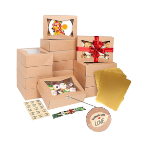 Cajas de pastel de papel Kraft duraderas personalizadas con ventana Contenedor de postre de panadería pequeño resistente para cupcakes para galletas, aperitivos y huevos - Product Image 2