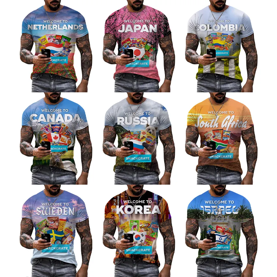 2023 Hot World Snackscrate 3D Printed T-Shirts Men Digital Printing T Shirt Custom Women All Over Print OEM Clothing Male Tops