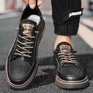 Chaussures en cuir décontractées, baskets blanches pour hommes, chaussures blanches respirantes et polyvalentes, chaussures de sport légères - Product Image 4