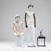 Mannequin homme en fibre de verre recouvert de tissu pour le haut du corps, mannequin de présentation de vêtements en position debout
