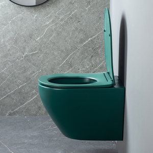 WC suspendu en céramique de style moderne avec réservoir encastré, siphon en P, chasse d'eau à débit rapide, sans bride, pour salle de bain - Product Image 2