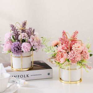 Fleurs artificielles en soie de style nordique, décoration d'intérieur, support de fleurs en forme de nœud, ensemble de décoration pour salon et meuble <span class=keywords><strong>TV</strong></span> - Product Image 2