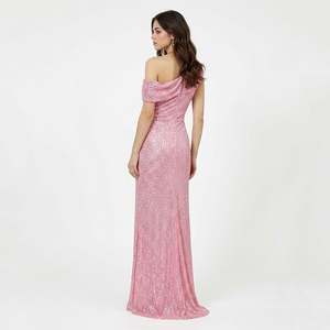 Vestido de noche largo con lentejuelas y silueta de sirena, elegante y sexy para mujer, con abertura alta, ideal para fiestas de graduación. - Product Image 3