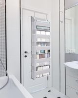 Organisateur de vêtements suspendu en tissu avec 5 étagères en acier inoxydable, gain de place pour armoire et salle de bain, étagères de rangement multifonctionnelles