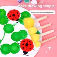 Pinceau éponge DIY en forme de champignon pour enfants, manche en bois, outil de peinture pour la maternelle, modèle d'art circulaire 777