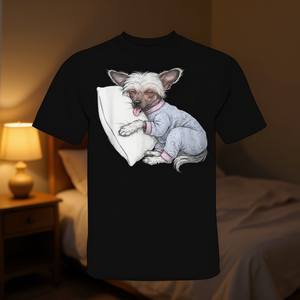 Camiseta para niñas con estampado de perro chino con cresta dormilóna - Product Image 3