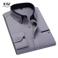 Chemise Business à Manches Longues Homme, Style Coréen, Carreaux ou Unie, Coupe Slim Décontractée, Sans Repassage, Fine, Habillée, de Luxe, Formelle