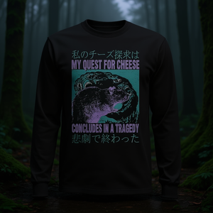 My Quest For Cheese Rat T-shirt giapponese a maniche lunghe dal design vintage - Product Image 3