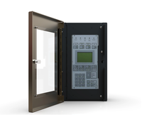 Boîtier de panneau répéteur d'alarme incendie sécurisé TRIANGLE MS00-CB-01S0 avec porte en verre et serrure, finition marron brillant et noir mat, sécurité optimale