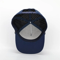 Venta al por mayor de sombreros de pesca de verano personalizados, Parche de PVC, impermeable, agujero de corte láser, gorra deportiva, sombreros transpirables