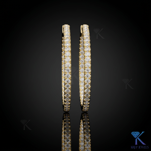 Lab Grown CVD HPHT Diamond Double Row Pave Large <b>Hoop</b> <b>Earrings</b> 14K 18K <b>Solid</b> Gold Fine Women's Wedding & Party Jewelry - Product Image 2