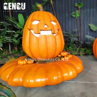 Décoration d'Halloween Modèle personnalisé Grande chaise citrouille en fibre de verre pour parc