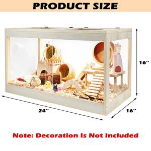 Jq Bamboe Houten Hamsters Accessoires Cavia Kooi Huis Grote Hamster Kooi Met Helling Voor Huisdieren Accessoires - Product Image 2