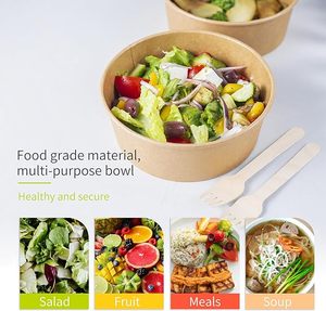 Compostable dùng một lần các tông đưa ra container thực phẩm kraft giấy súp salad Ramen bát với nắp rõ ràng - Product Image 5