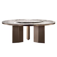 Italienischer Minimalistischer Naturmarmor-Esstisch Luxuriöses Design Villa Hochwertiges Restaurant Runder Esstisch mit Drehteller
