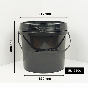 Không Thấm Nước Biểu Tượng Tùy Chỉnh Bán Buôn Nhỏ Xô Tròn Nhựa Màu Đen 5L Xô - Product Image 1