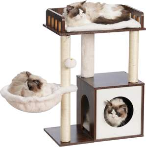Menara kucing kayu, menara pohon kucing, Groomer otomatis penuh menggaruk tiang atas dapat dilepas dengan tiang penggaruk - Product Image 5