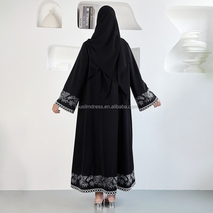 Abaya Negra con Cuentas, Diseño Habib 2026, Venta al por Mayor en Dubái, Abaya Abierta de Lujo de Alta Calidad con Bordado, Ropa Islámica - Product Image 6