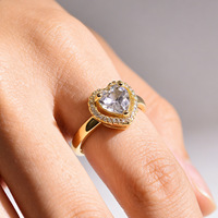 14K Vergoldete Verstellbare Romantische Legierungs-Damenringe mit Edelsteinen, Zirkon-Gravur Herz-Design für Verlobung, Jahrestag, Hochzeit und Partys