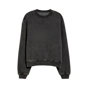 Sweat-shirt pour femme à col rond, à épaules tombantes, streetwear, sport, surdimensionné, ample, avec logo personnalisé imprimé, broderie 3D, délavage à l'acide - Product Image 1