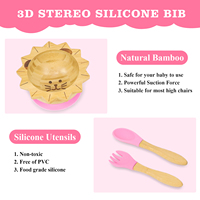 Assiette à dessert pour bébé Plat pour enfant Bol à succion en bambou pour bébé Ensemble animal Assiette en bambou pour mouton Bol