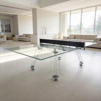 Table de baby-foot professionnelle de luxe pour l'extérieur, table de baby-foot commerciale en verre trempé, table de football moderne en verre transparent résistant à l'eau