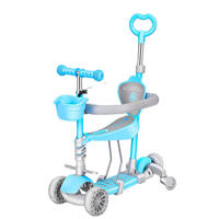 Trottinette 5-en-1 pour enfants avec siège et barre de poussée, design extérieur en plastique, pliable et réglable en hauteur – Approvisionnement direct usine