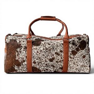 Bolso de lona de cuero de vaca de primera calidad con pelo, estilo occidental, con cremallera, portátil LHDB-0163 - Product Image 1