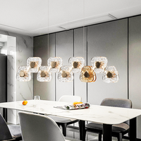 Lustre moderne en verre Blossom, luminaire suspendu floral en acrylique bronze avec LED à intensité variable, garantie de 3 ans pour salon