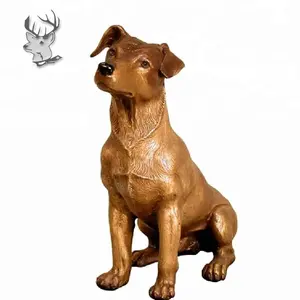 屋外ガーデンメタル等身大犬の彫刻ブロンズ真鍮ロットワイラー彫刻像 - Product Image 1