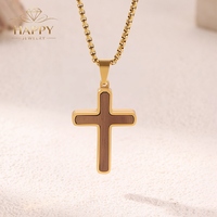 Collier pendentif croix en bois et acier inoxydable pour homme, bijoux bicolores, accessoire de mode pour la vente en gros et au détail